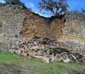 Collapsed perimeter wall at the archaeological complex of Kuelap