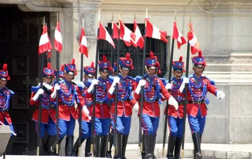 Changing of the Guards at the Presidential Palace in Lima, Peru Changing of the Guards at the Presidential Palace in Lima, Peru