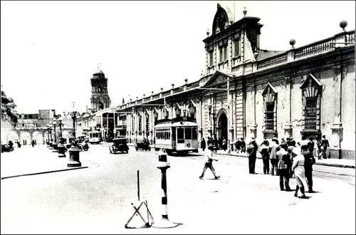 Old Photograph of the Presidential Palace in Lima, Peru Old Photograph of the Presidential Palace in Lima, Peru