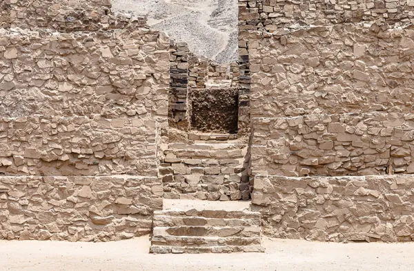 Entrance of the main pyramid at the El Paraiso complex in Lima Entrance of the main pyramid at the El Paraiso complex in Lima
