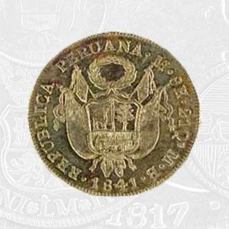 1841 - 8 Escudos Coin Lima Mint (coin front)