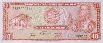 1976 - 10 Soles de Oro banknote (front)