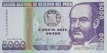 1988 - 5000 Intis banknote (b) - front