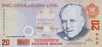 1991 - 20 Nuevos Soles banknote (front)