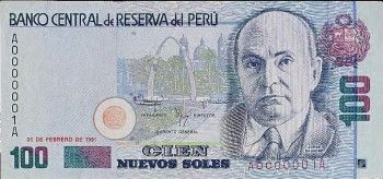 1991 - 100 Nuevos Soles banknote (front)