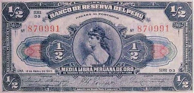 1922 - 5 Soles de Oro Provisional banknote