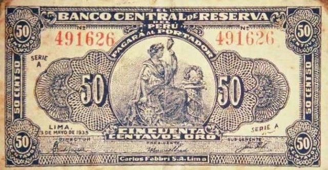 1935 - 50 Centavos Oro banknote