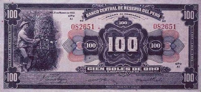 1933 - 100 Soles de Oro banknote
