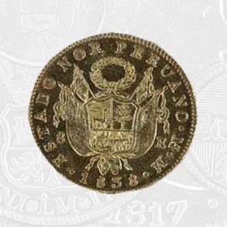 1838 - 8 Escudos Coin Lima Mint