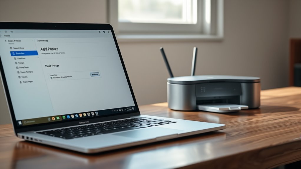 add wireless printer via settings