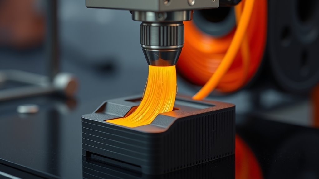 melting extruding thermoplastic layer by layer