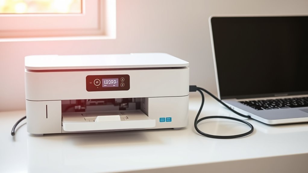 printer powered on and connected